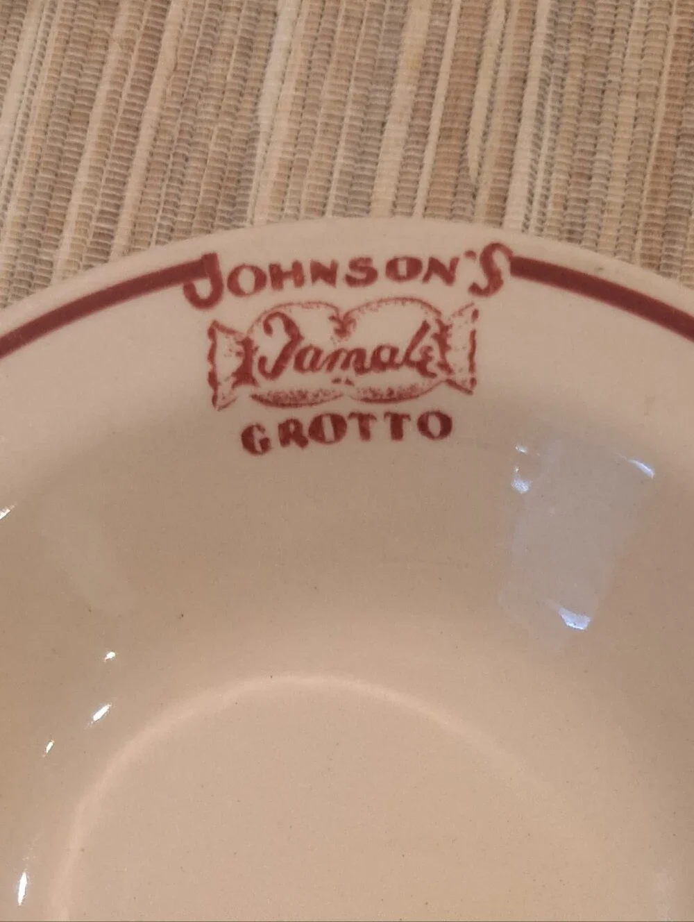Vtg Sterling Restaurant bowl JOHNSON'S TAMALE GROTTO Restaurant Ware